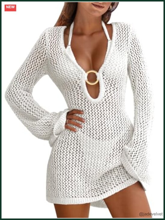 Other - Women Beach Crochet Cover Up Knit Swimwear Mesh Bathing Suit Hollow Out Dress